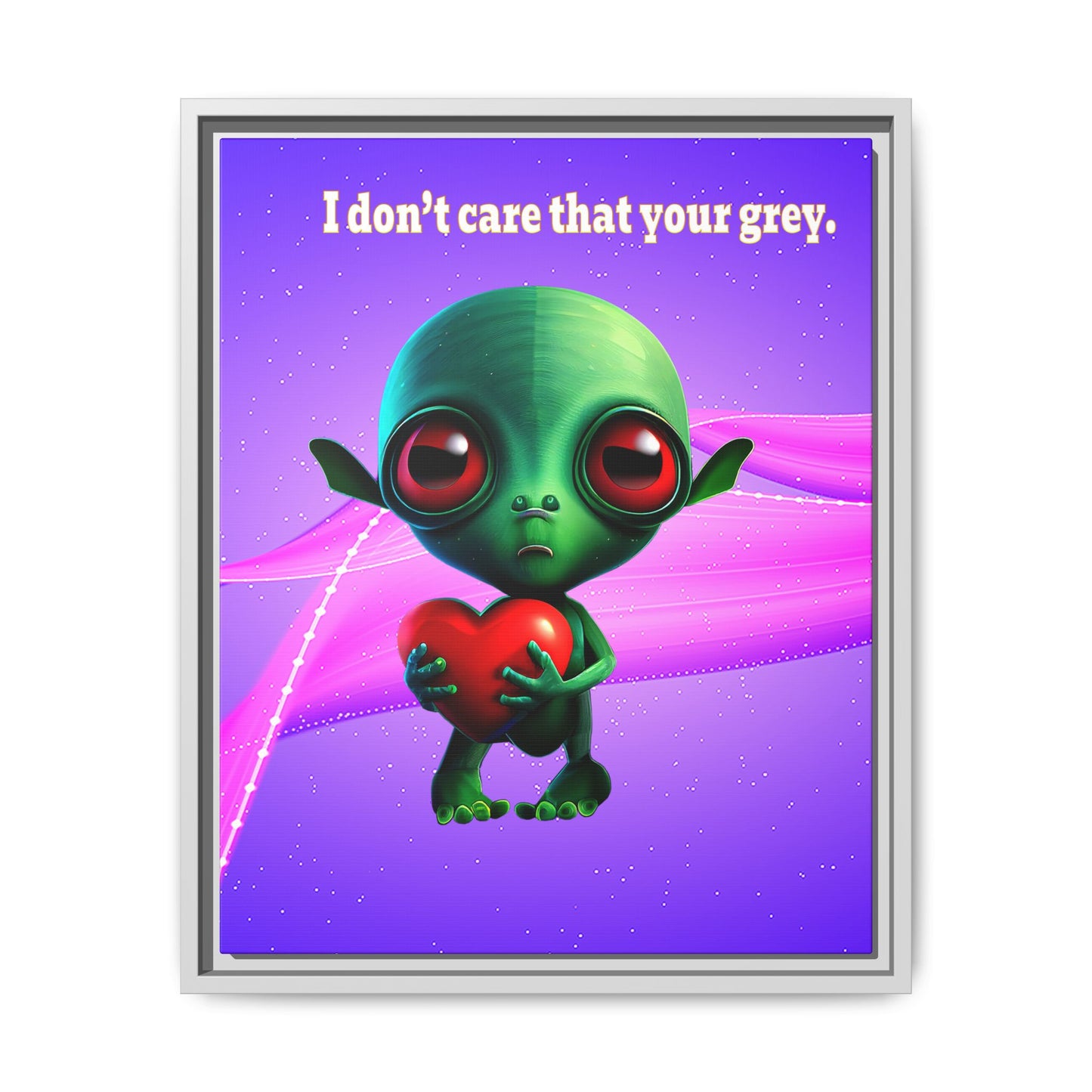 I don't care that your grey - framed canvas art (purple-pink wave)