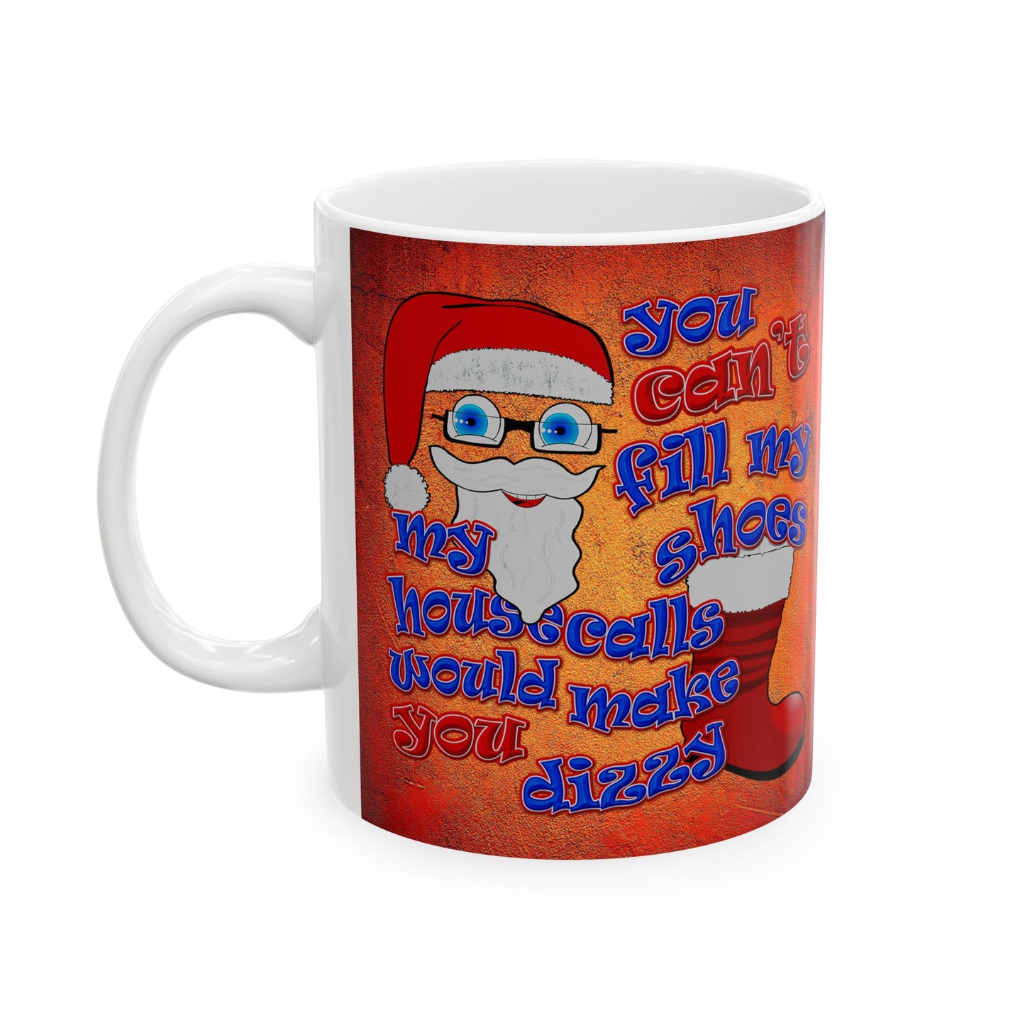 santa's shoes - White Mug (burnt orange)