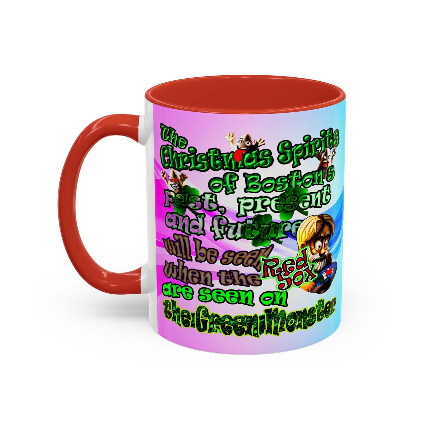 christmas spirits of boston - Accent Mug (light blue-pink wave)