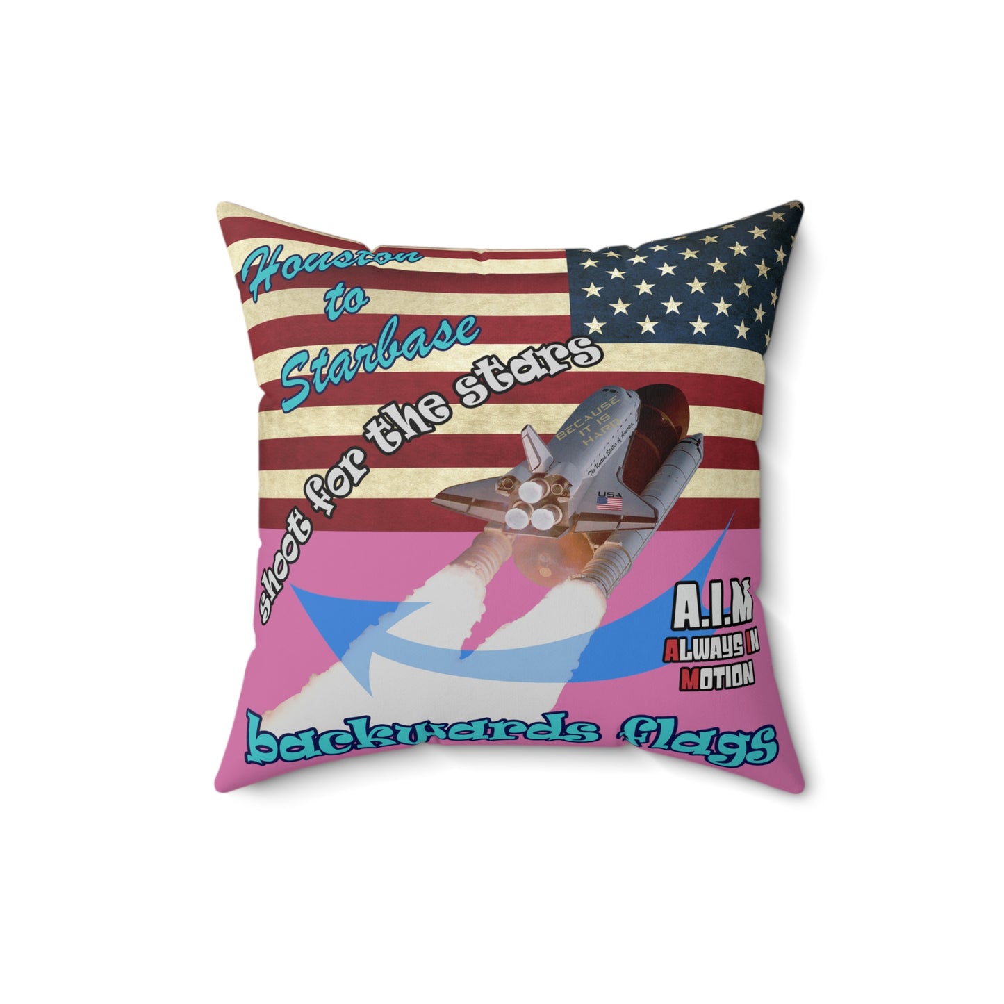 shoot for the stars - Spun Polyester Square Pillow - (light pink)