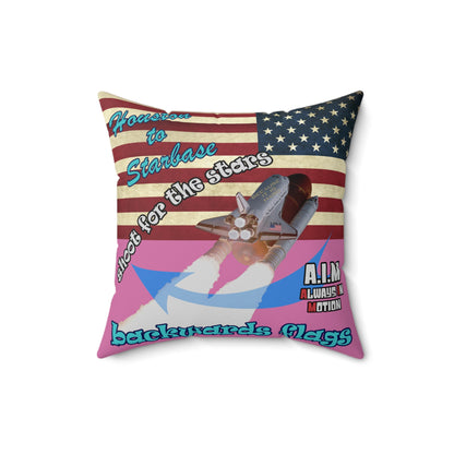 shoot for the stars - Spun Polyester Square Pillow - (light pink)