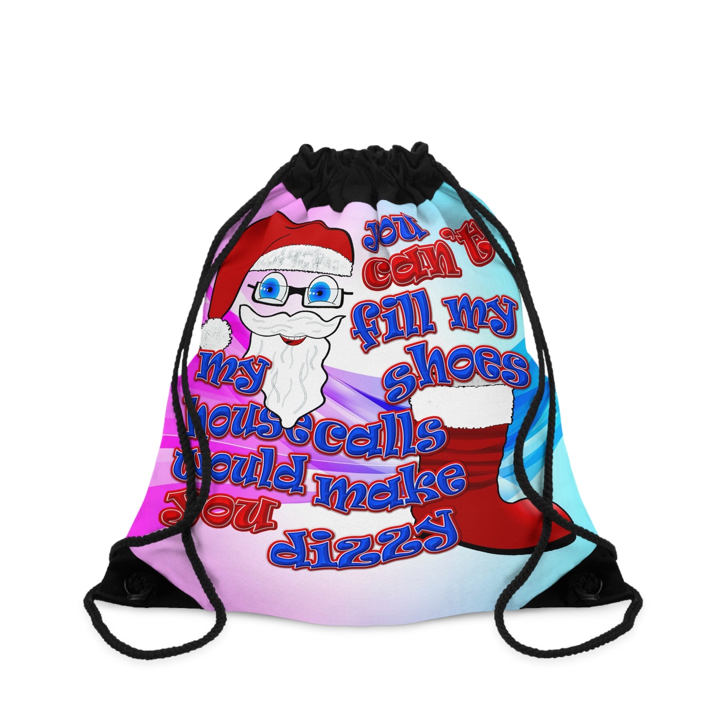 santa's shoes - Drawstring Bag (light blue-pink wave)