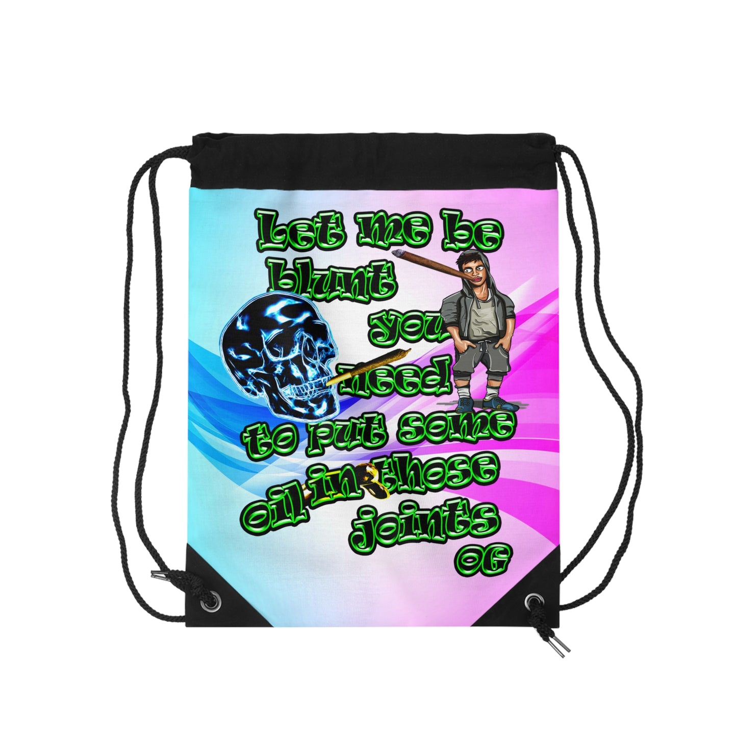 og - Drawstring Bag (light blue-pink wave)