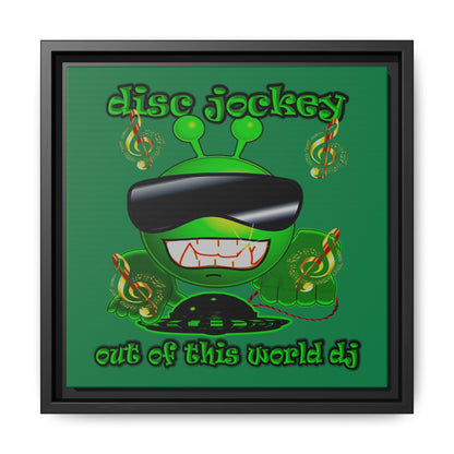 disc jockey - framed canvas art (dark green)
