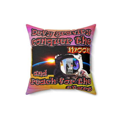 defy conquer reach - Faux Suede Square Pillow - (color blur)