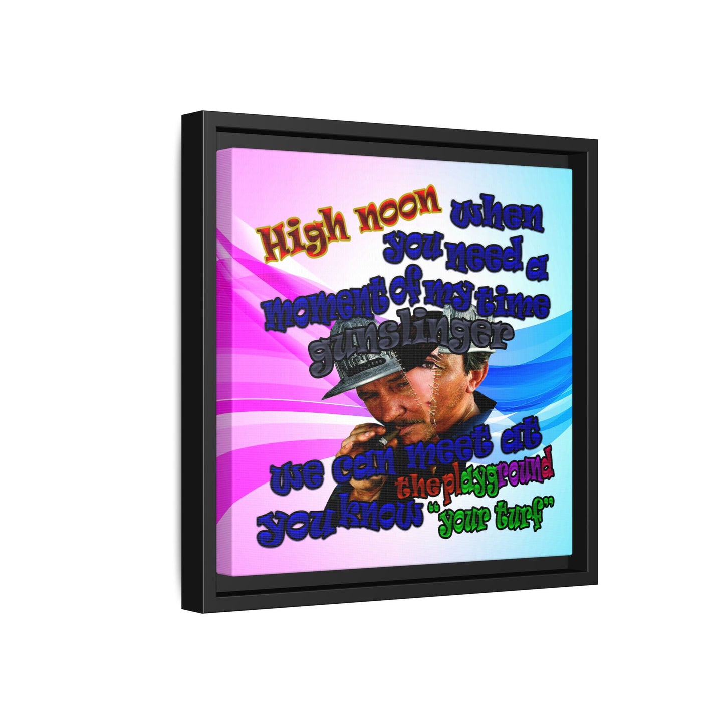 high noon - framed canvas art (light blue-pink wave)
