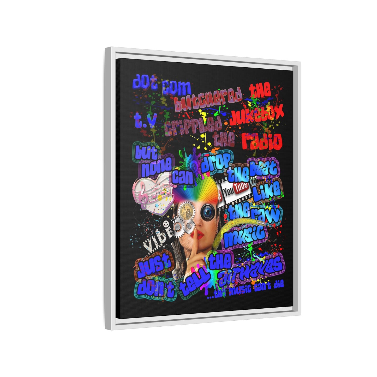 drop the beat - framed canvas art (black)