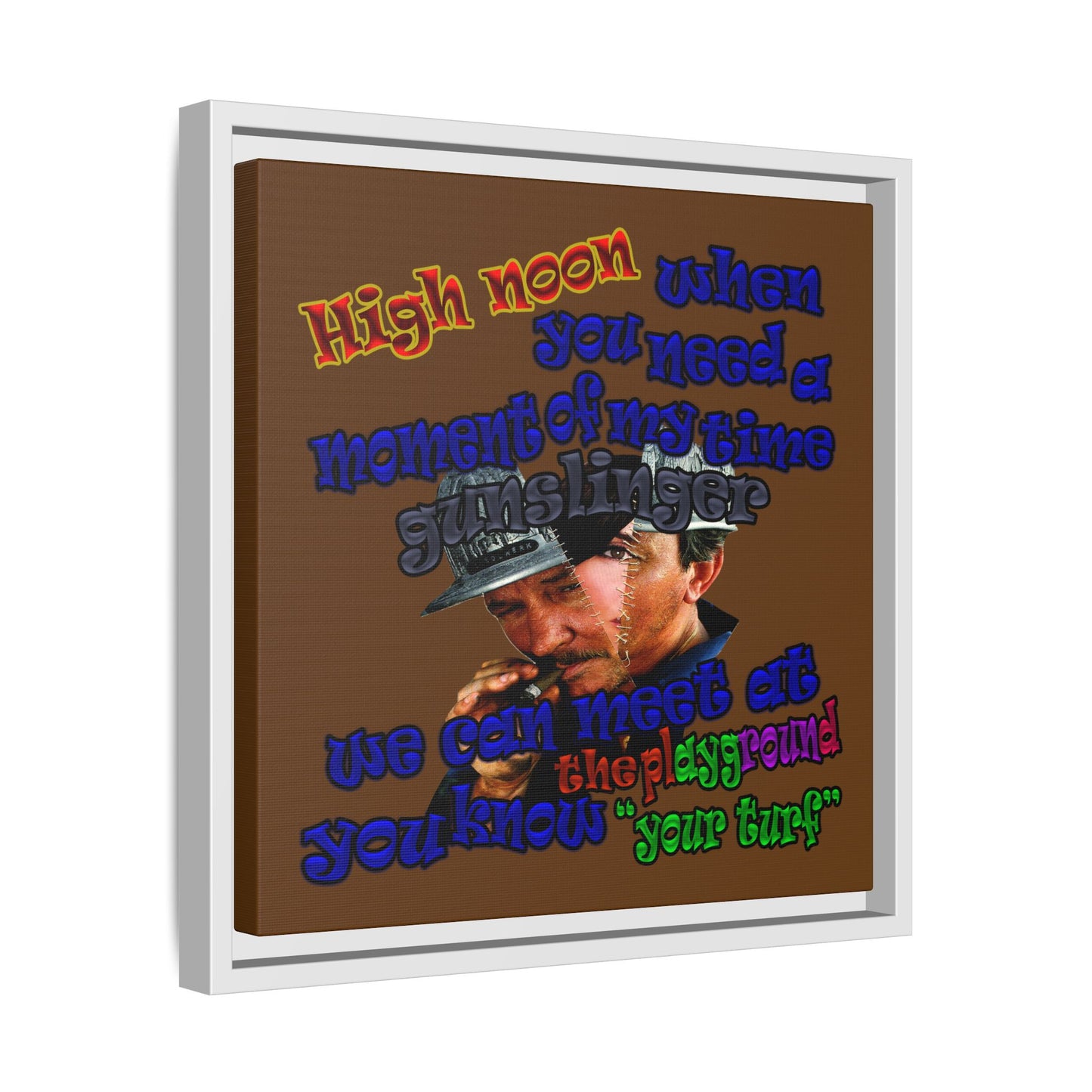 high noon - framed canvas art (brown)