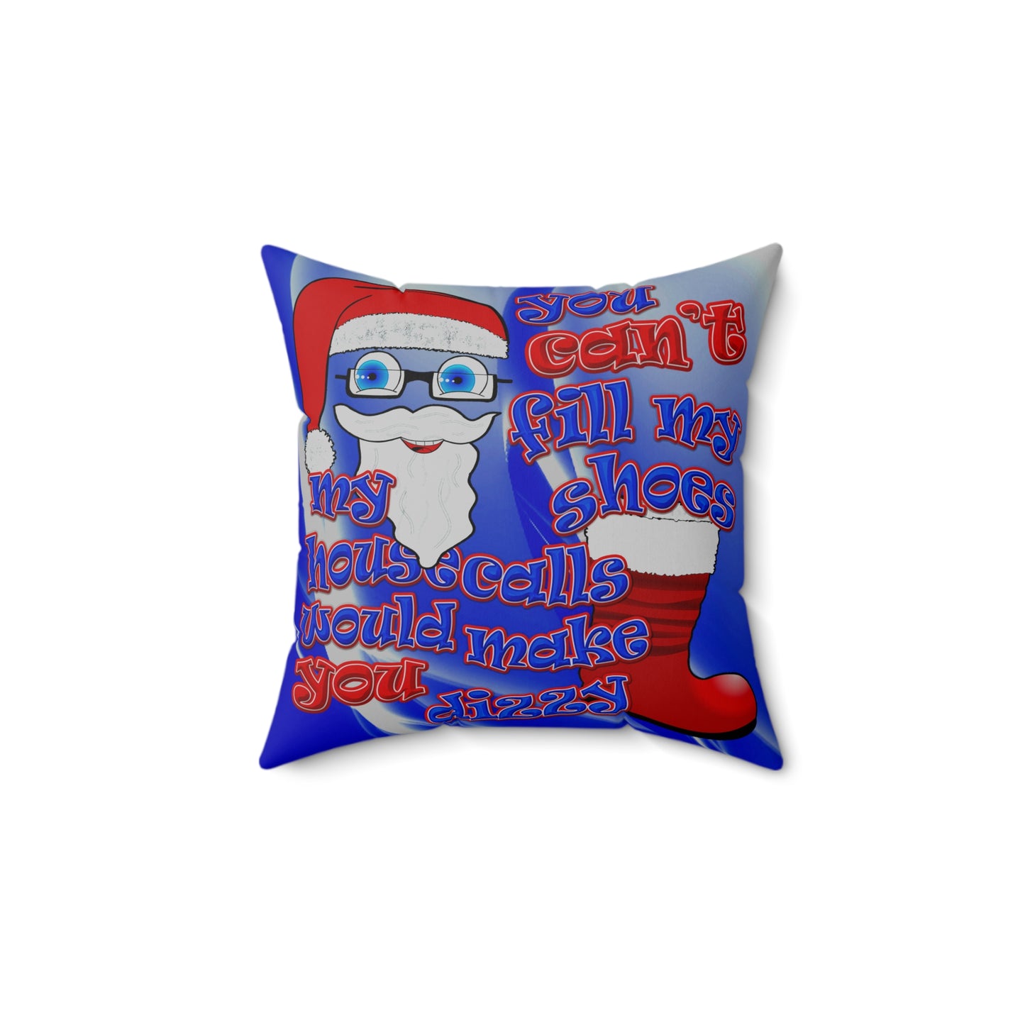santa's shoes - Spun Polyester Square Pillow - (blue-white wave)