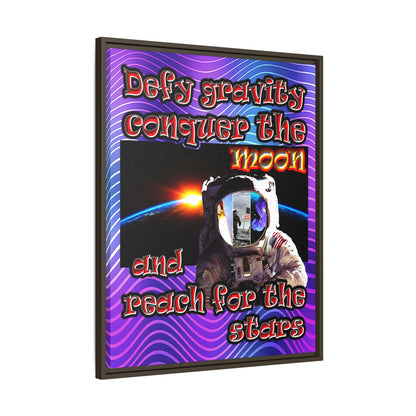 defy conquer reach - framed canvas art (purple wave)