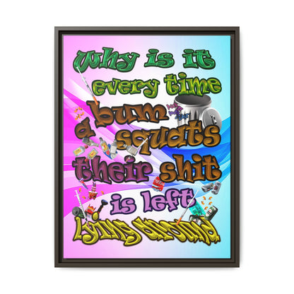 the bum's shit - framed canvas art (light blue-pink wave)