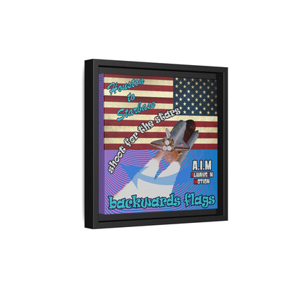 shoot for the stars - framed canvas art (light blue-purple wave)
