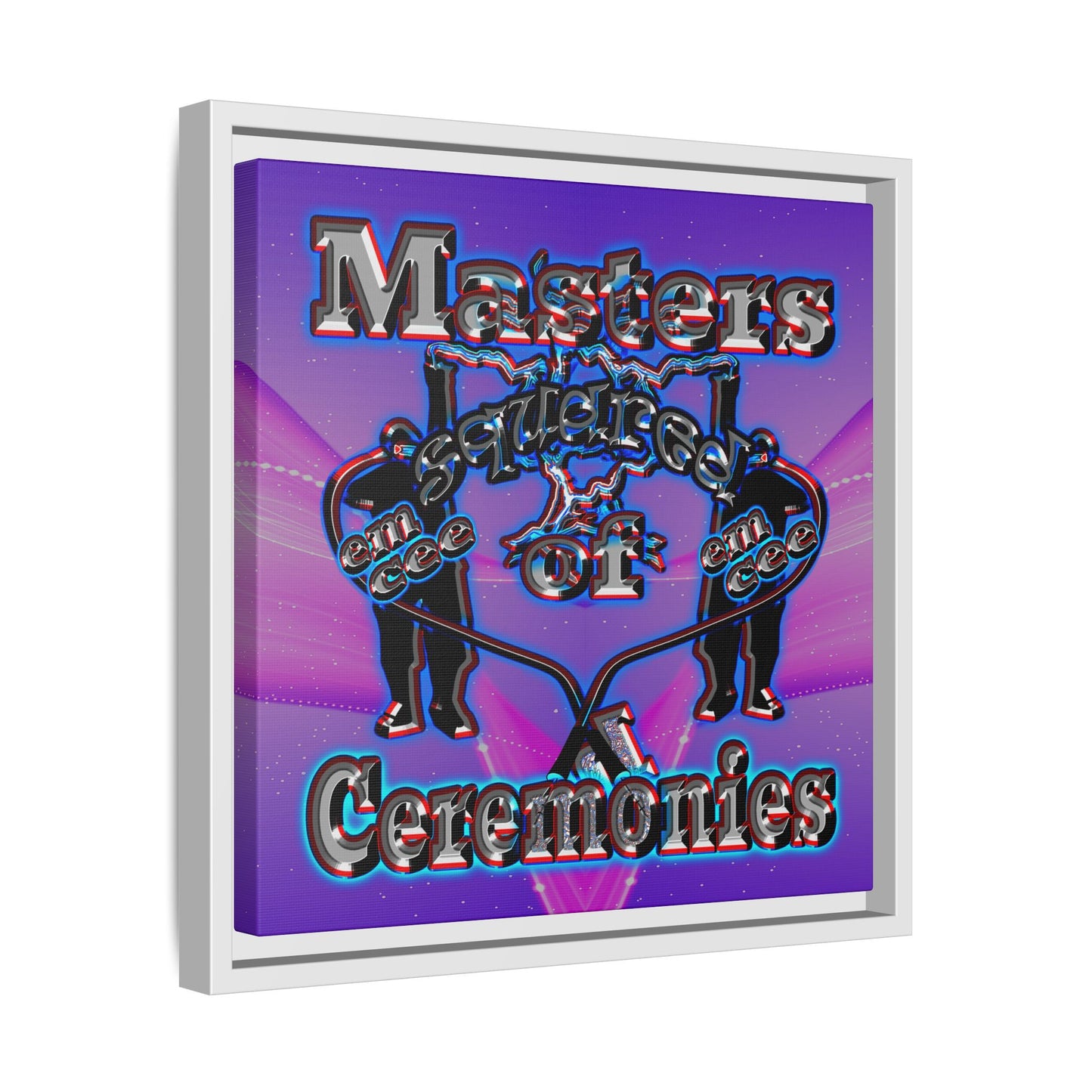 em cee squared - framed canvas art (purple-pink wave)