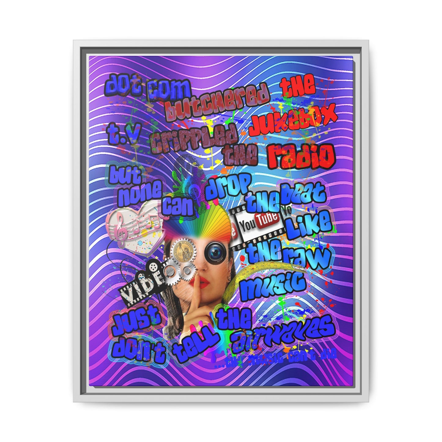 drop the beat - framed canvas art (purple wave)