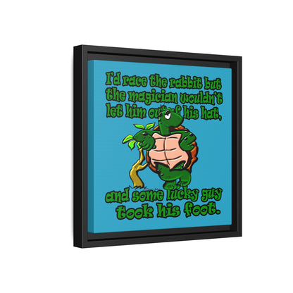 turtle race - framed canvas art (turquoise)
