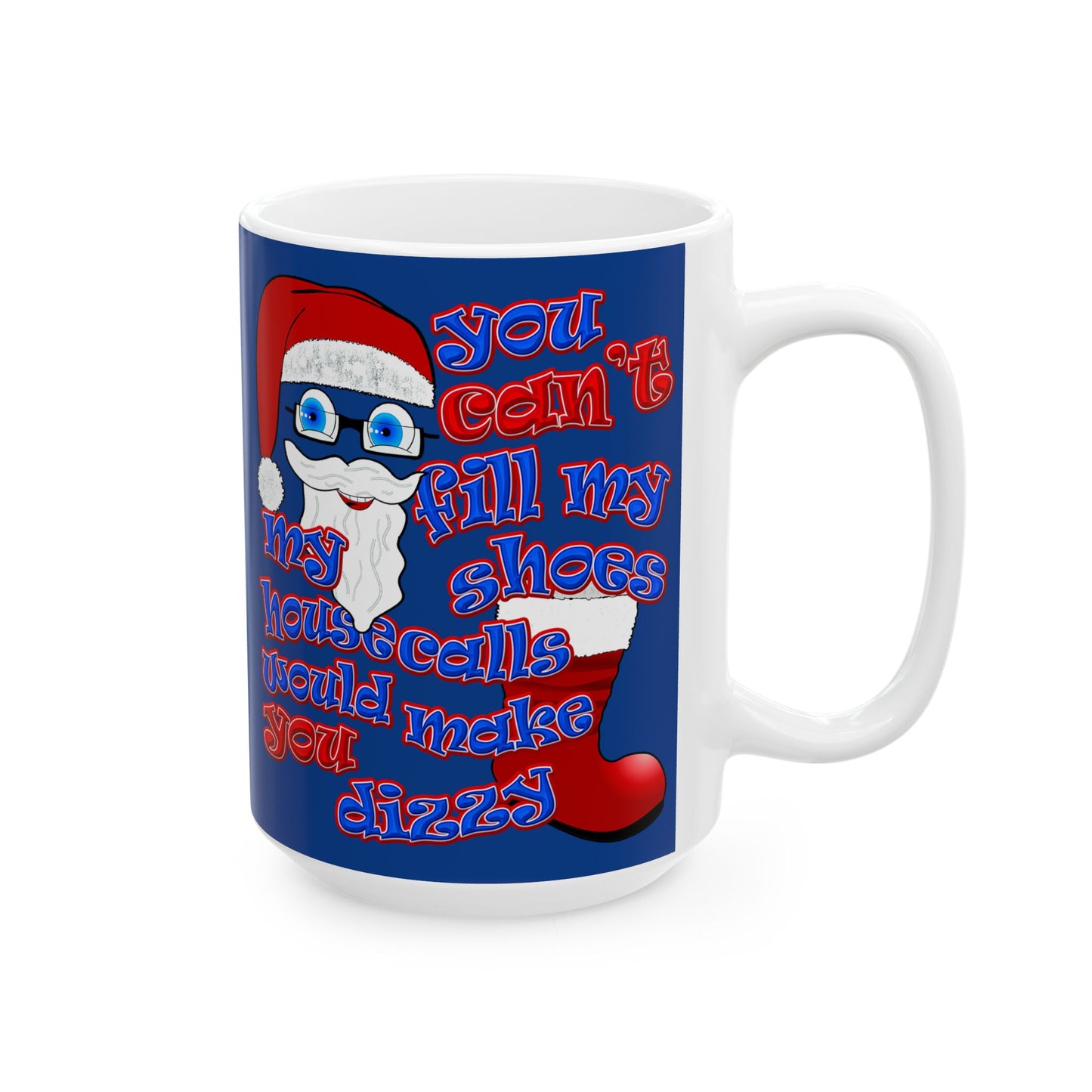 santa's shoes - White Mug (dark blue)