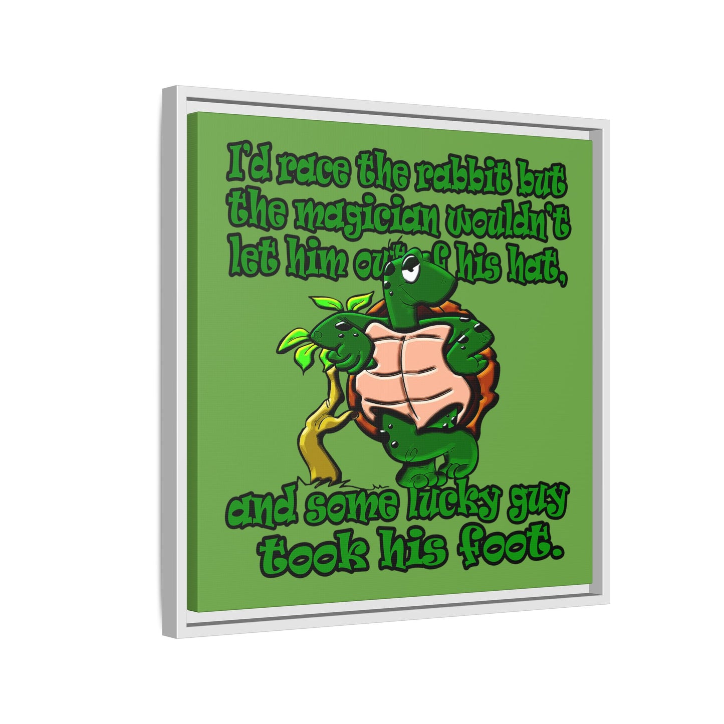 turtle race - framed canvas art (green)