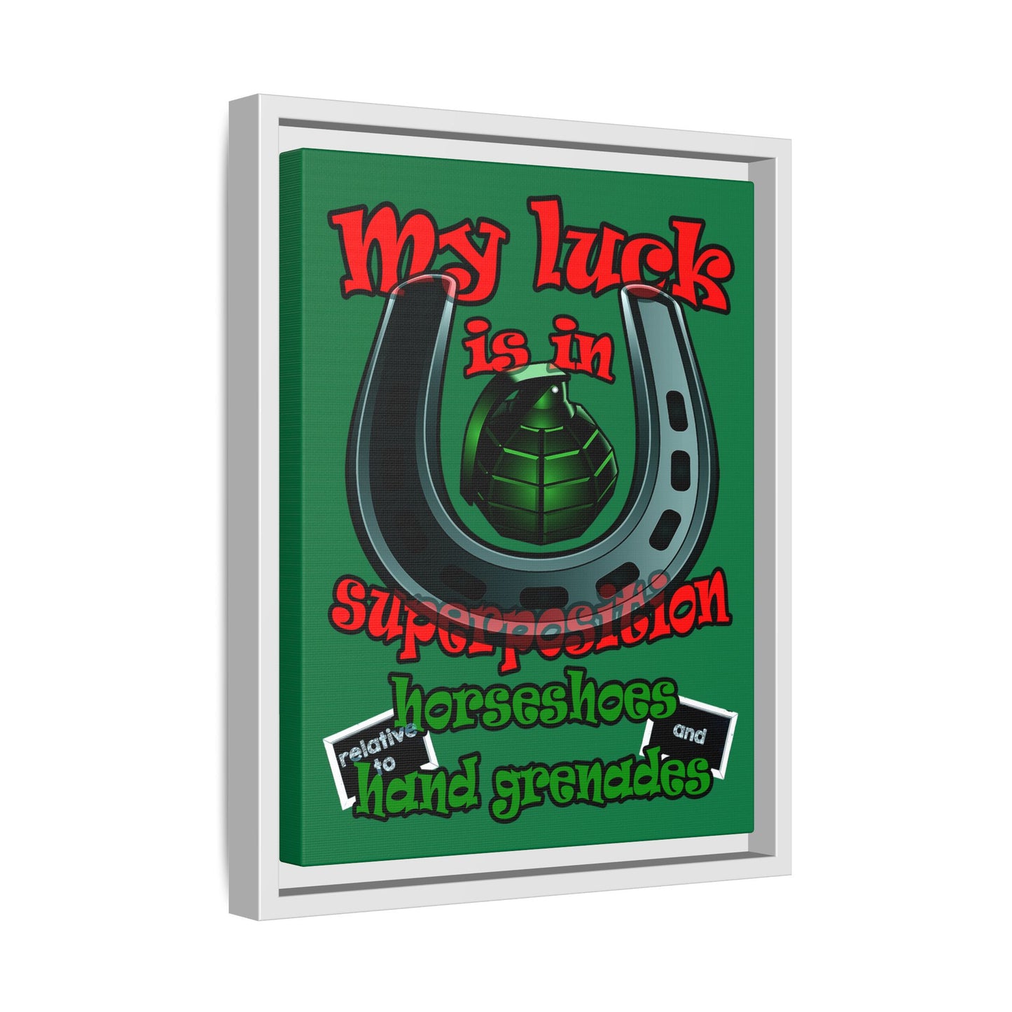 my luck - framed canvas art (dark green)