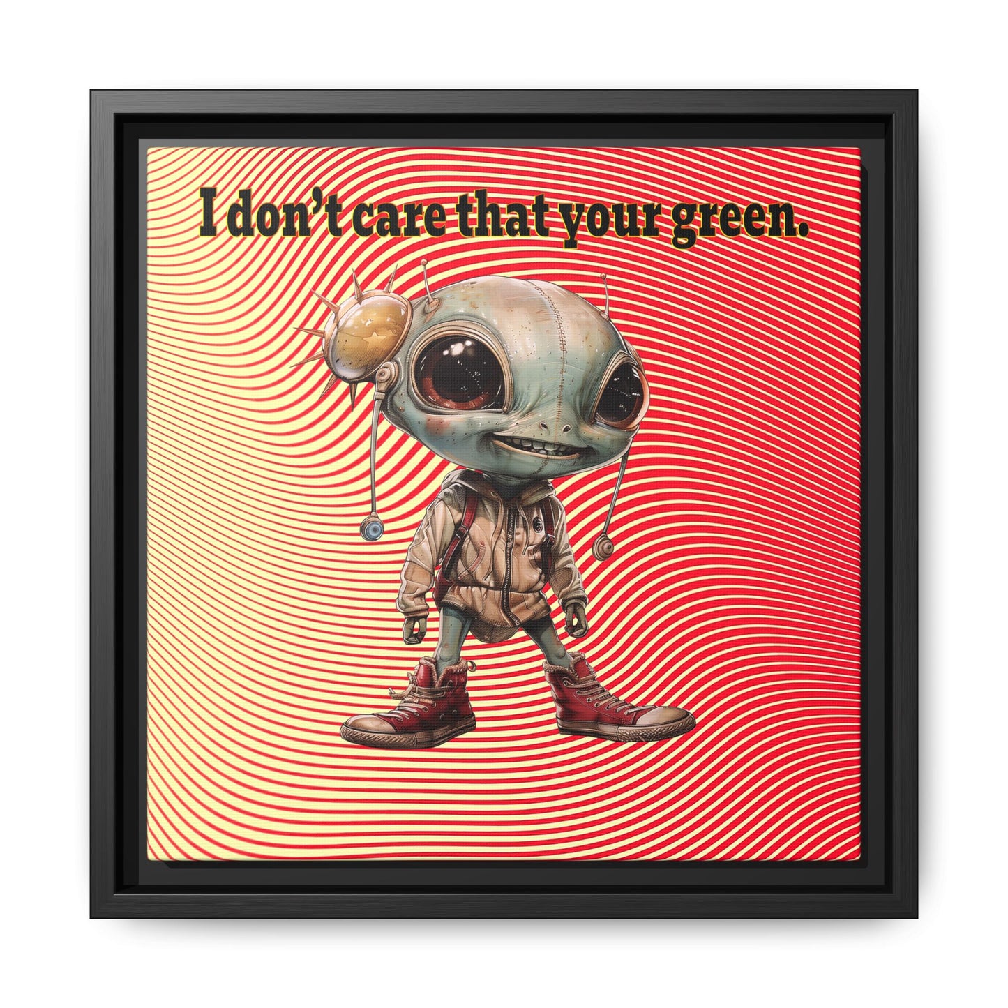 I don't care that your green - framed canvas art (yellow-orange wave)