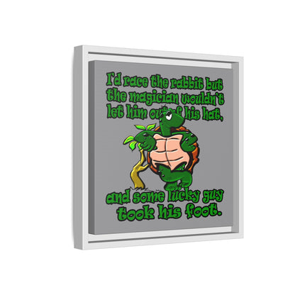 turtle race - framed canvas art (grey)