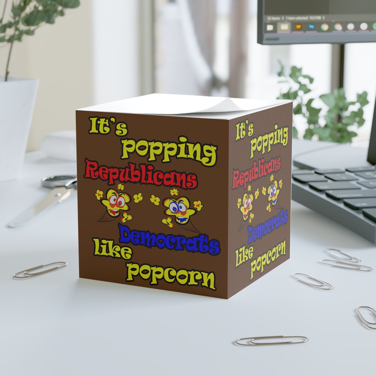 popping like popcorn - note cube (brown)