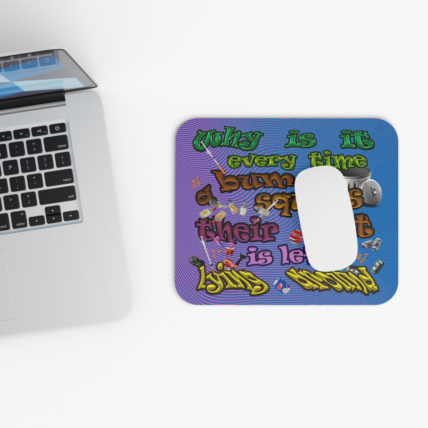 the bum's shit - Mouse Pad (Rectangle) (light blue-purple wave)