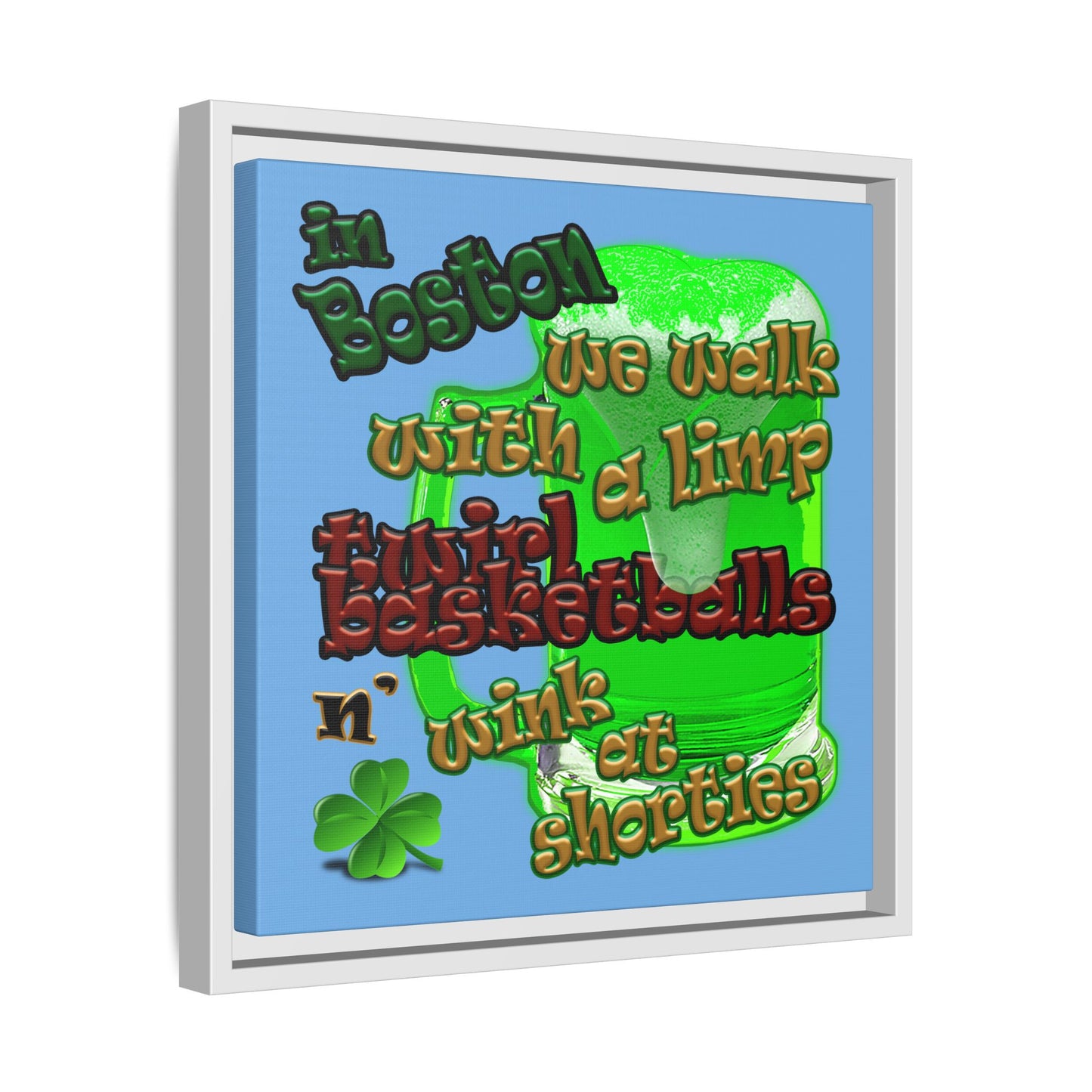 celtics logo - framed canvas art (light blue)