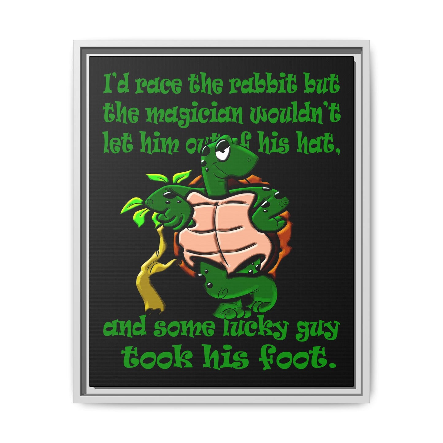 turtle race - framed canvas art (black)