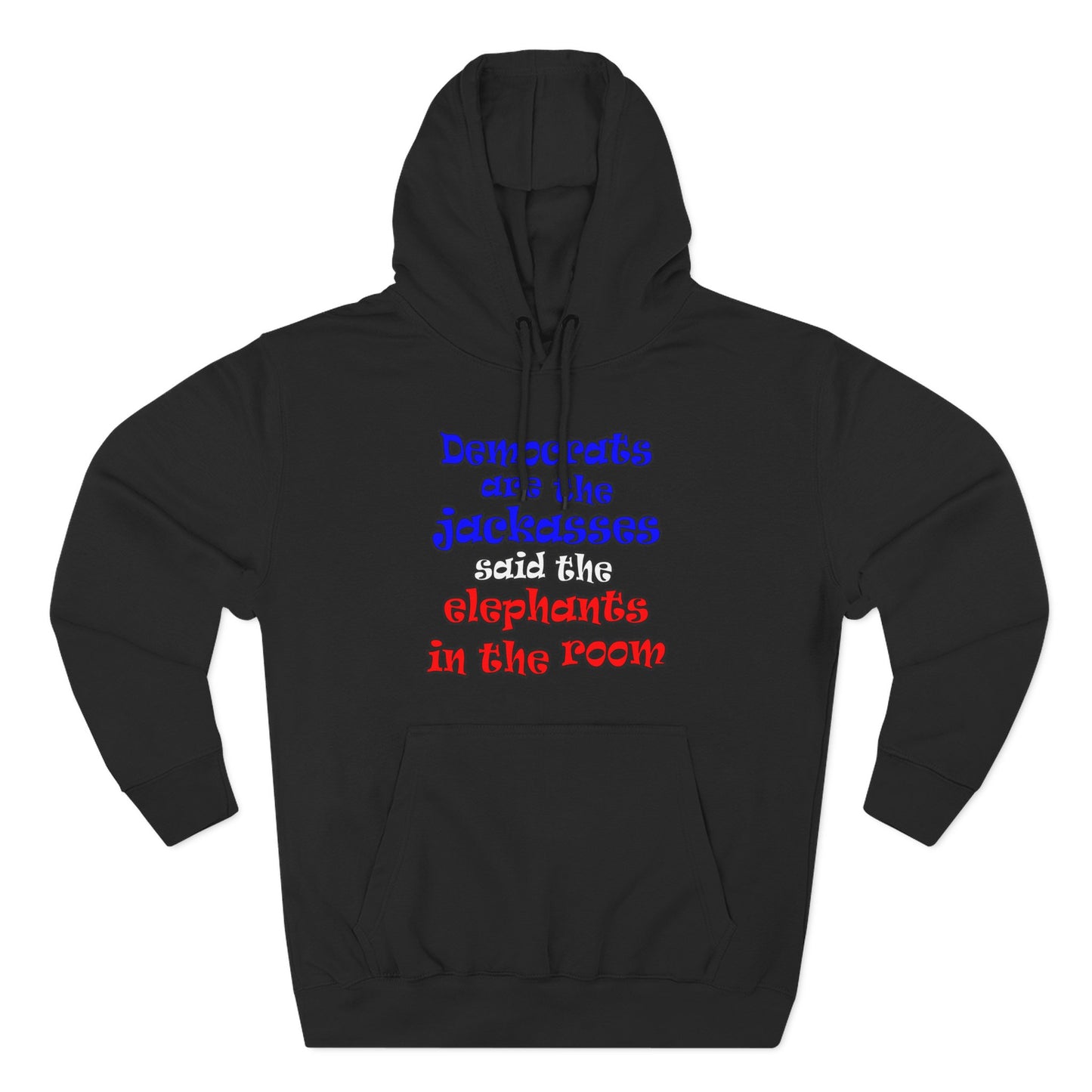 donkeys and elephants - Three-Panel Fleece Hoodie