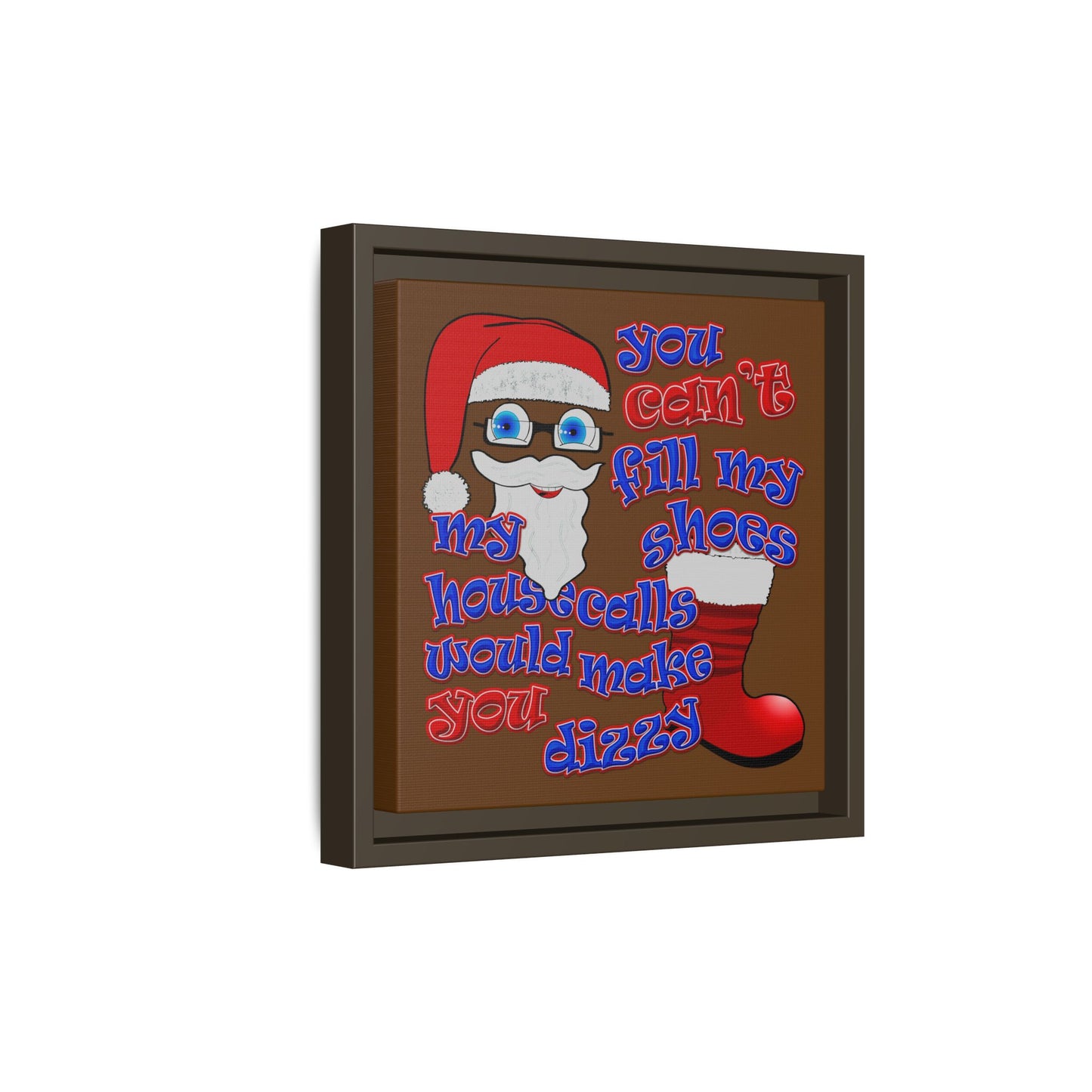 santa's shoes - framed canvas art (brown)