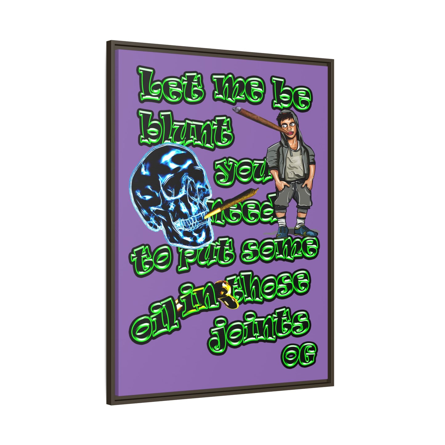 og - framed canvas art (light purple)
