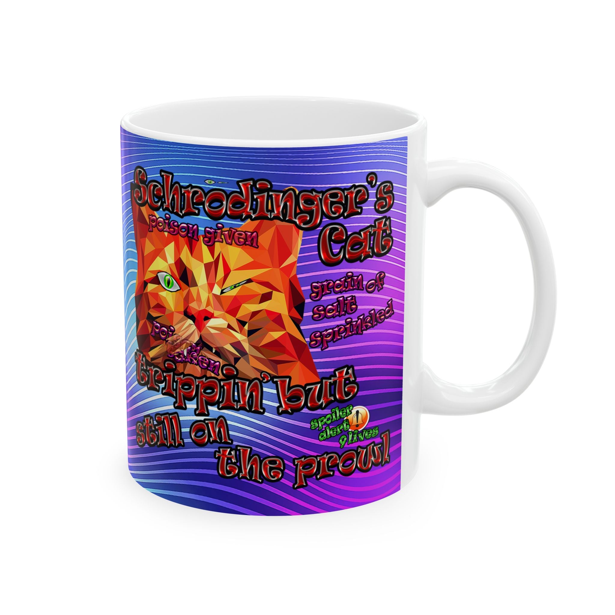schrodinger's cat - White Mug (purple wave)