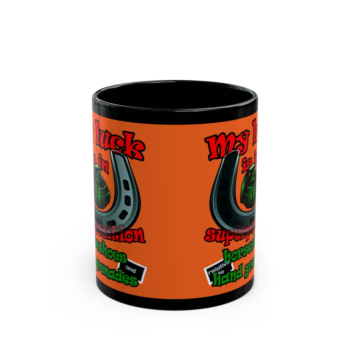 my luck - Black Mug (orange)