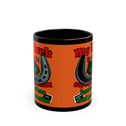 my luck - Black Mug (orange)