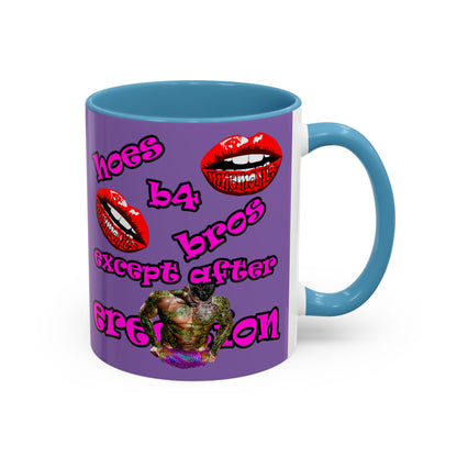 hoes b4 bros - Accent Mug (light purple)