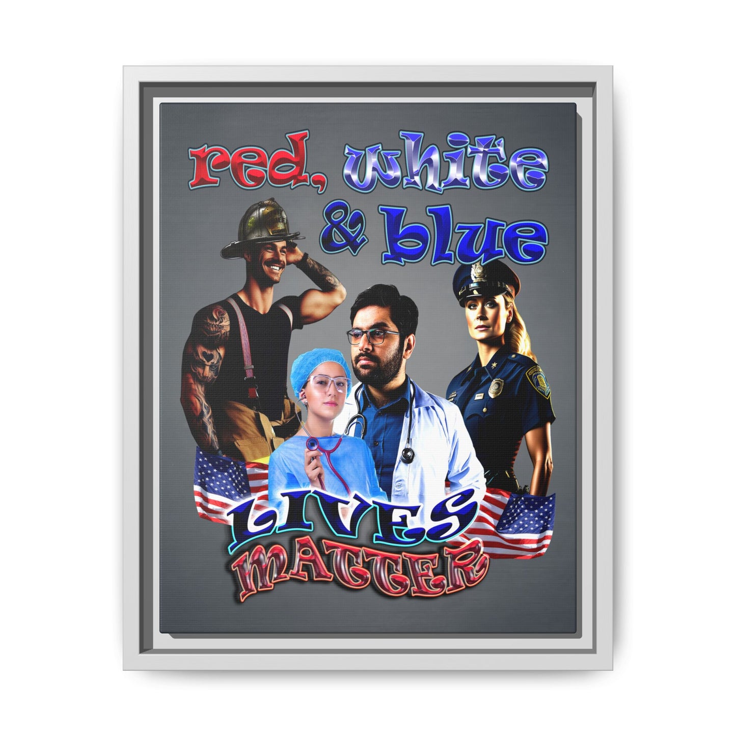 rw&b lives matter - framed canvas art (grey-light grey)