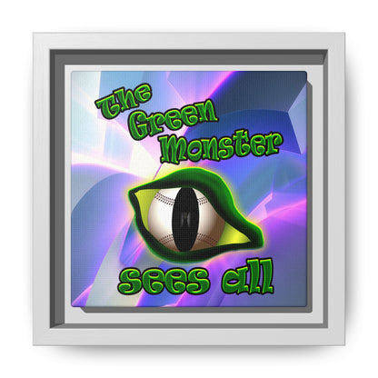 green monster - framed canvas art (grey-pink wave)