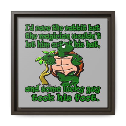 turtle race - framed canvas art (light grey)