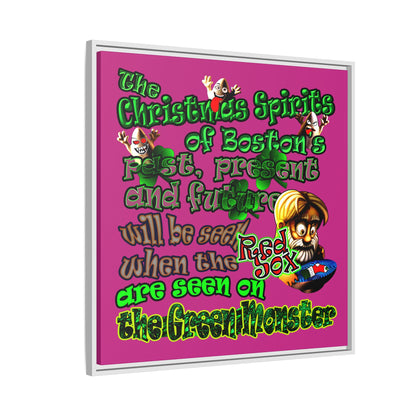 christmas spirits of boston - framed canvas art (pink)