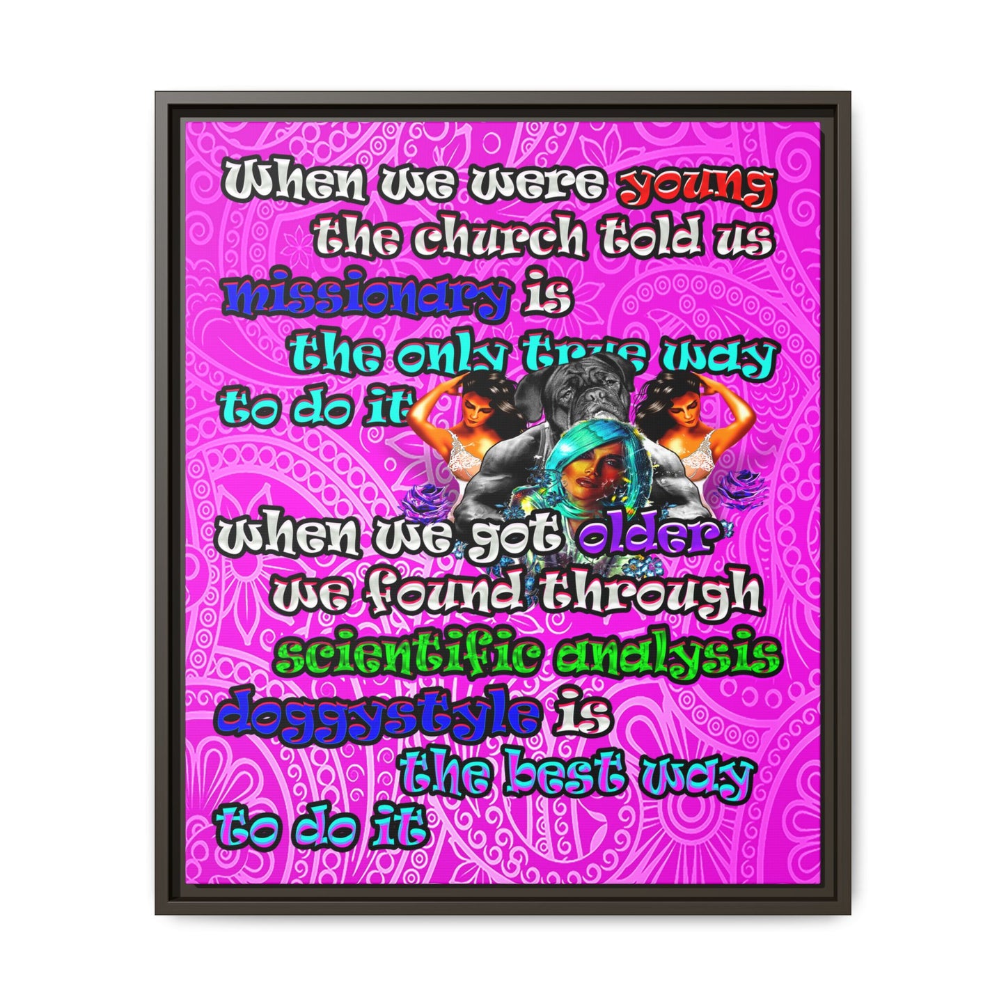 doggystyle - framed canvas art (pink swirl)