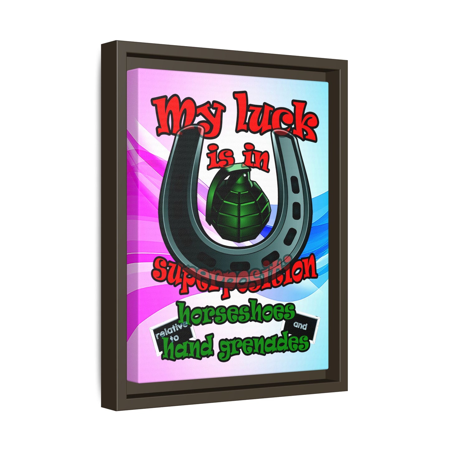 my luck - framed canvas art (light blue-pink wave)