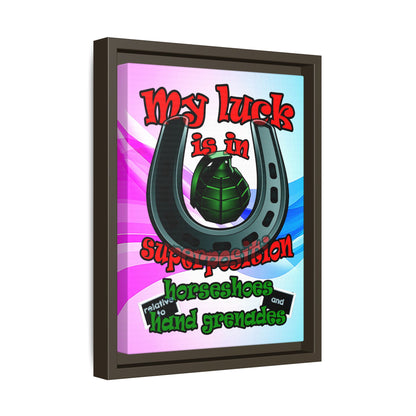 my luck - framed canvas art (light blue-pink wave)
