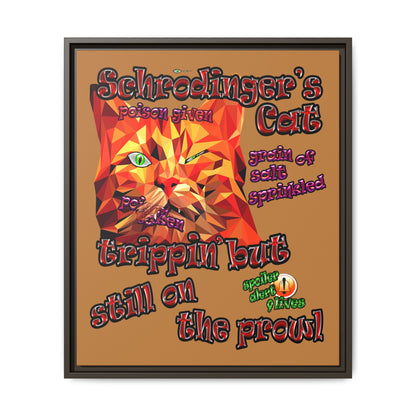 schrodinger's cat - framed canvas art (light brown)