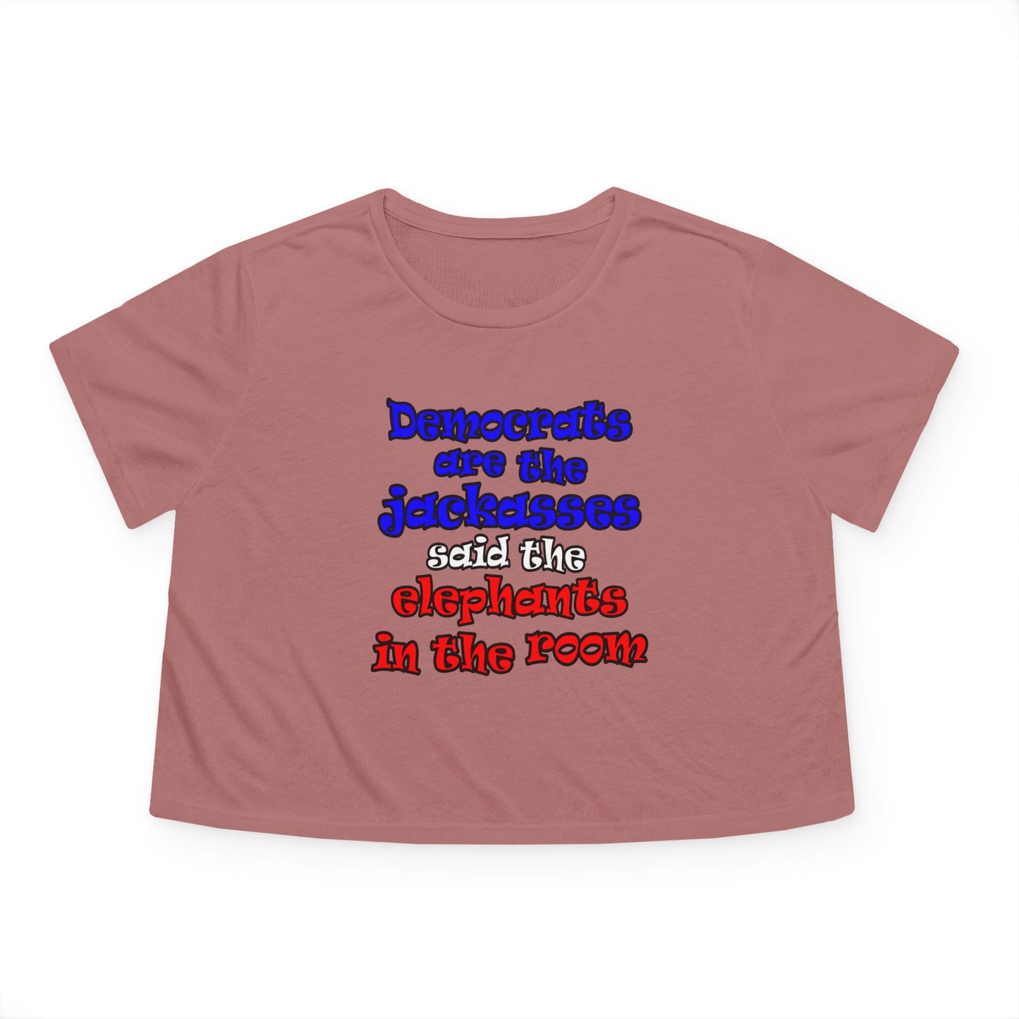 donkeys and elephants - Women's Flowy Cropped Tee