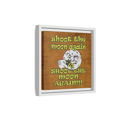 shoot the moon again - framed canvas art (brown papyrus)