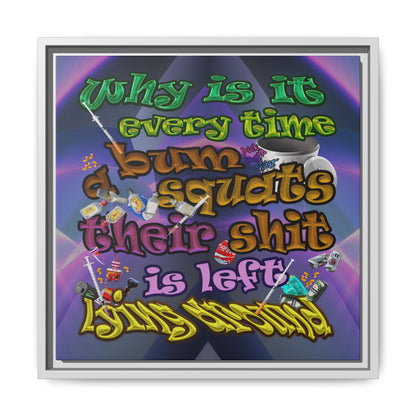 the bum's shit - framed canvas art (grey-pink wave)