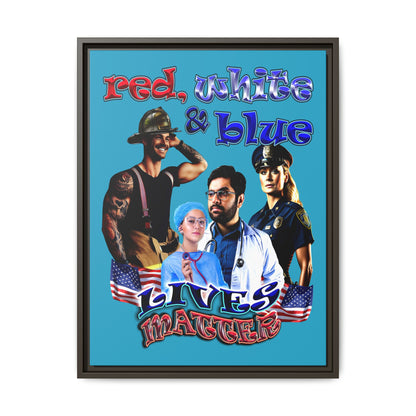 rw&b lives matter - framed canvas art (turquoise)