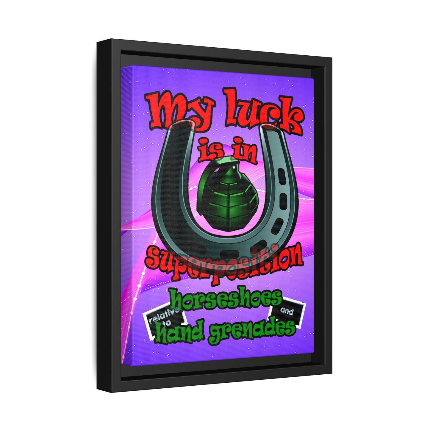 my luck - framed canvas art (purple-pink wave)