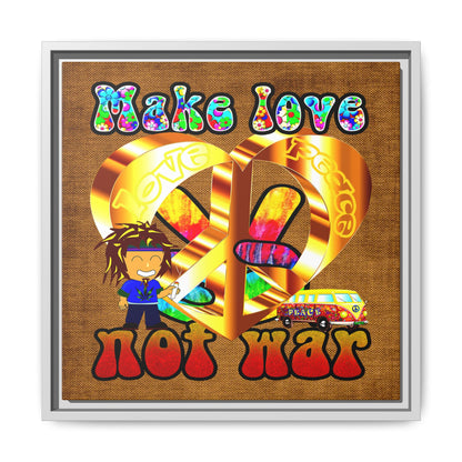 love peace - framed canvas art (brown papyrus)