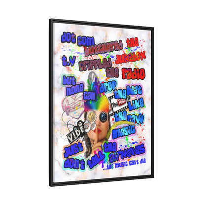 drop the beat - framed canvas art (white marble)